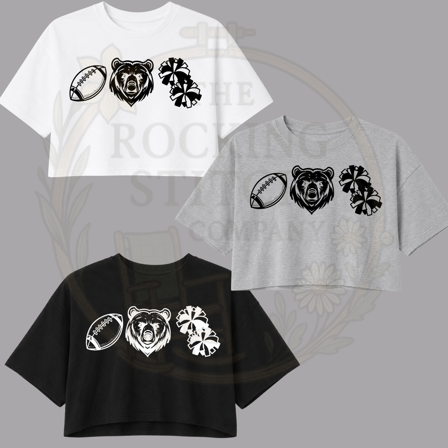 Football, Bear, PomPom Bella Canvas Cropped Tee (Copy)