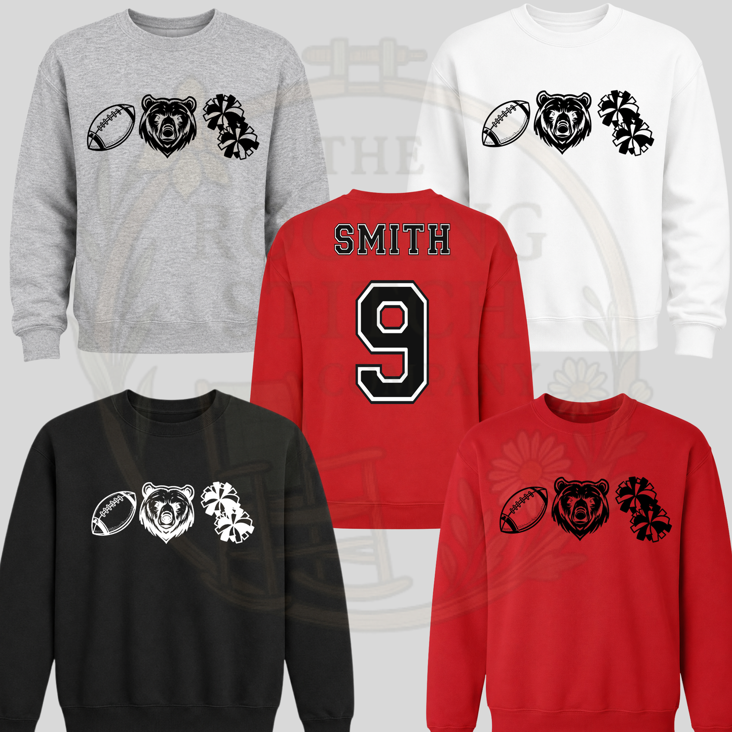 Football, Bear, PomPom Crewneck