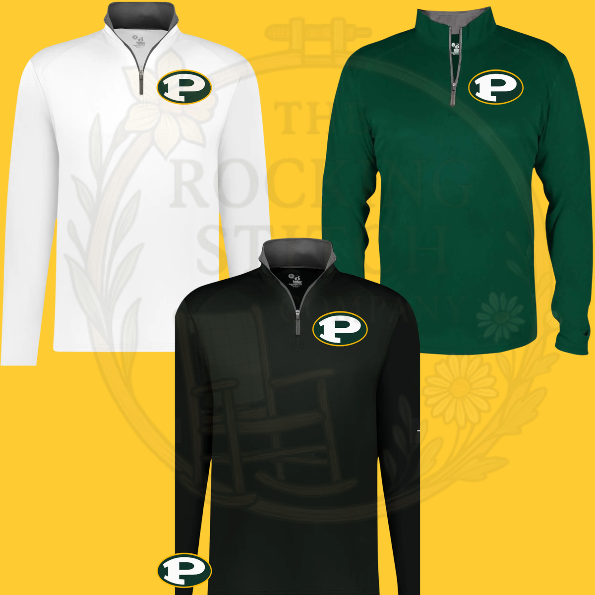 Packers Football logo Badger Sport Drifit Quarter zip Pullover- Long Sleeve