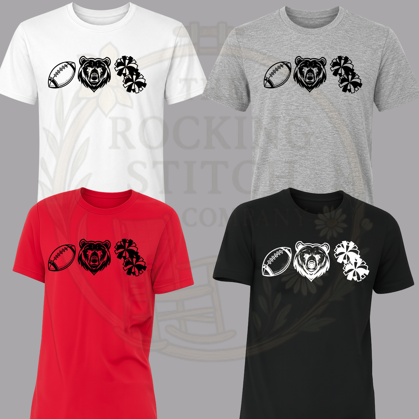 Football, Bear, PomPom Cotton Tee