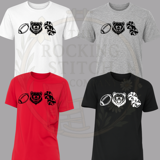 Football, Bear, PomPom Cotton Tee