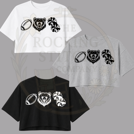 Football, Bear, PomPom Bella Canvas Cropped Tee (Copy)