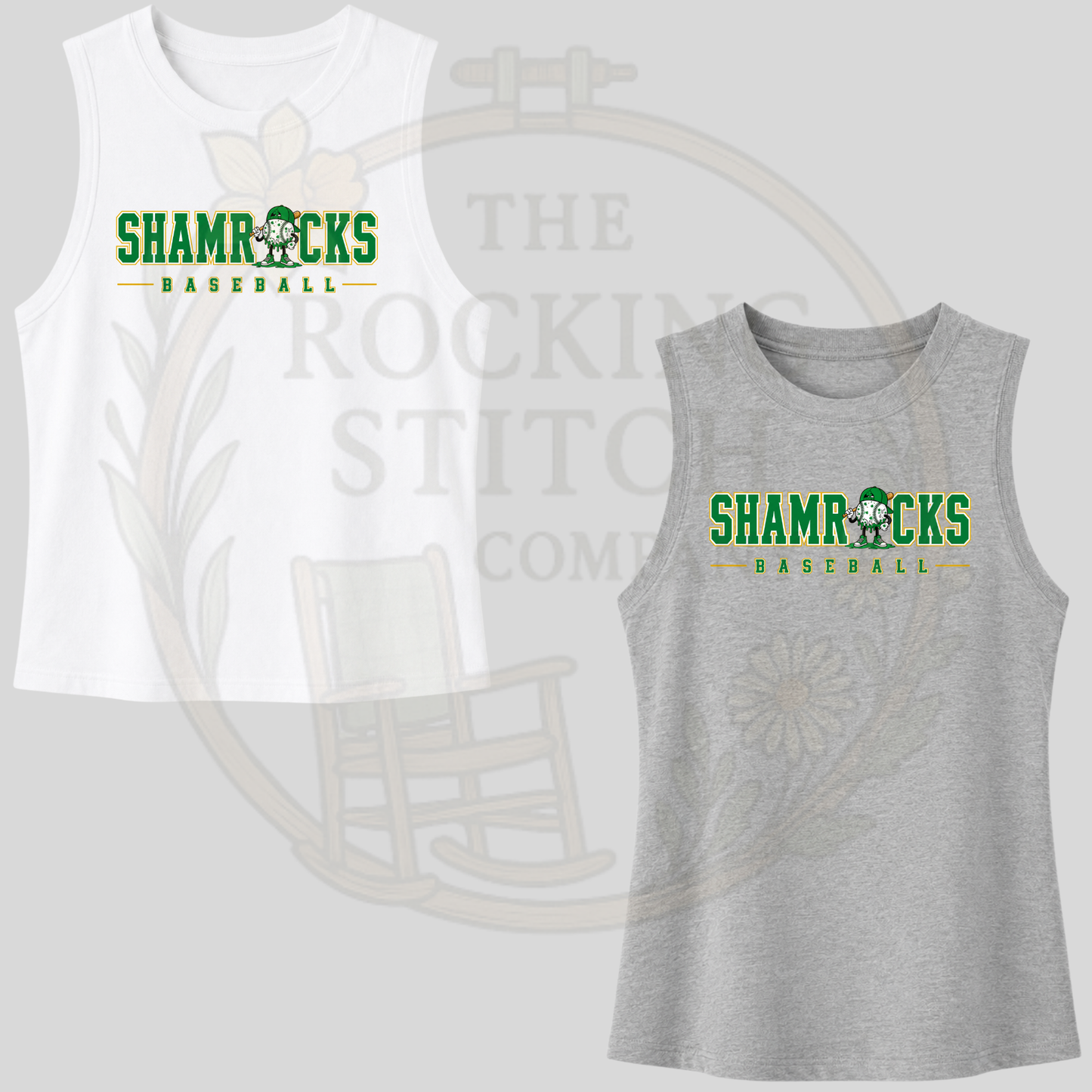 Shamrocks Drip Baseball Bella Canvas Cropped Tank