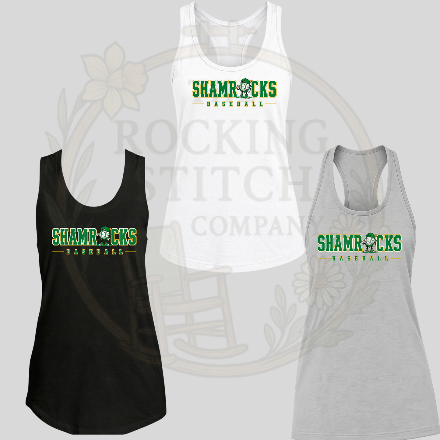 Shamrocks Drip Baseball Bella Canvas Racerback Tank