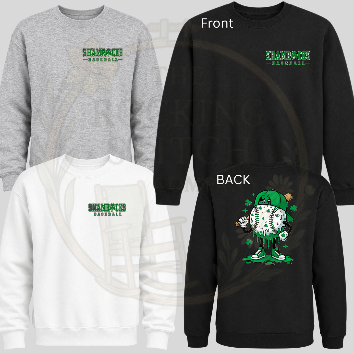 Drip Baseball with Front Logo Crewneck