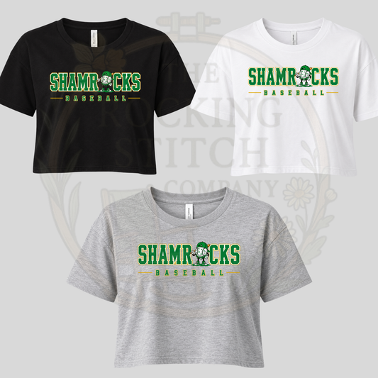 Shamrocks Baseball Drip Crop Tee