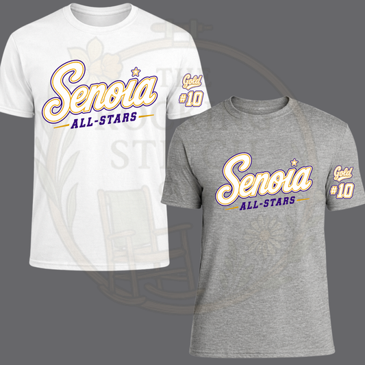 Senoia 6U Gold Cotton Tee with sleeve logo