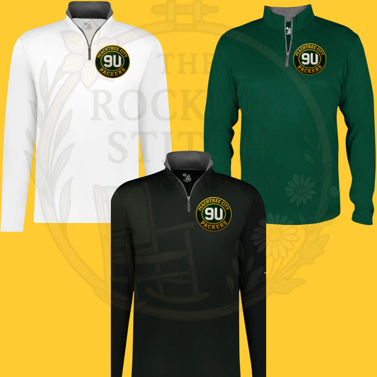 9U Packers Football logo Badger Sport Drifit Quarter zip Pullover- Long Sleeve